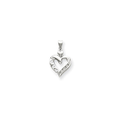 14K Weißgold Herzanhänger mit echten Diamanten