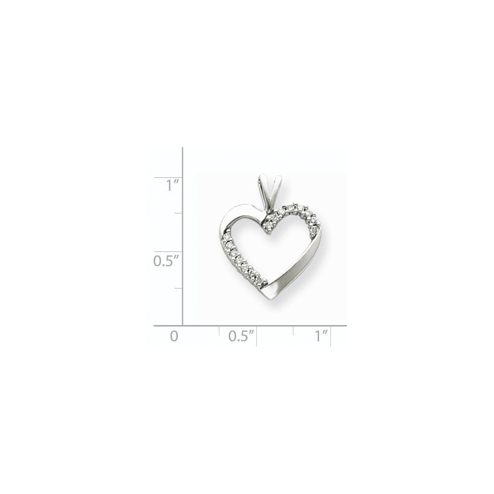 14K Weißgold Herzanhänger mit echtem Diamant