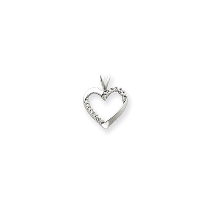 14K Weißgold Herzanhänger mit echtem Diamant