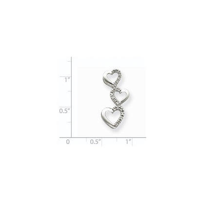 14K Weißgold Aa Echt Diamant Dreifach Herz Anhänger