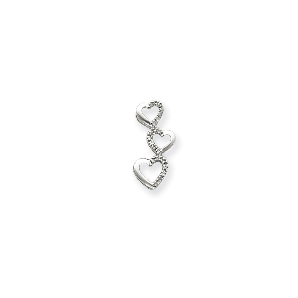 14K Weißgold Aa Echt Diamant Dreifach Herz Anhänger