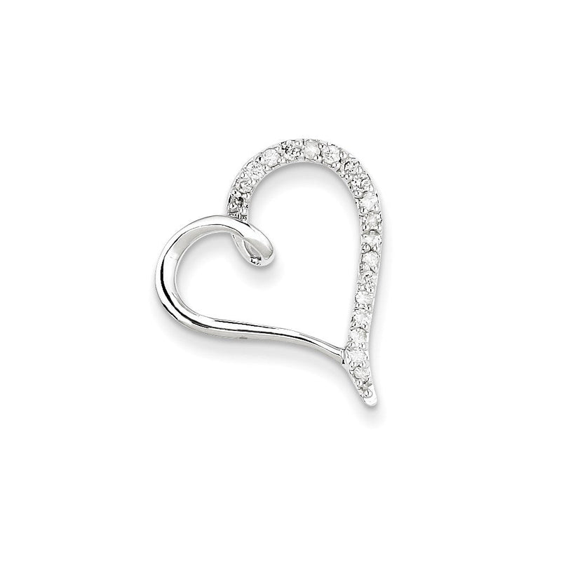 14K Weißgold Echt Diamant Herz Anhänger