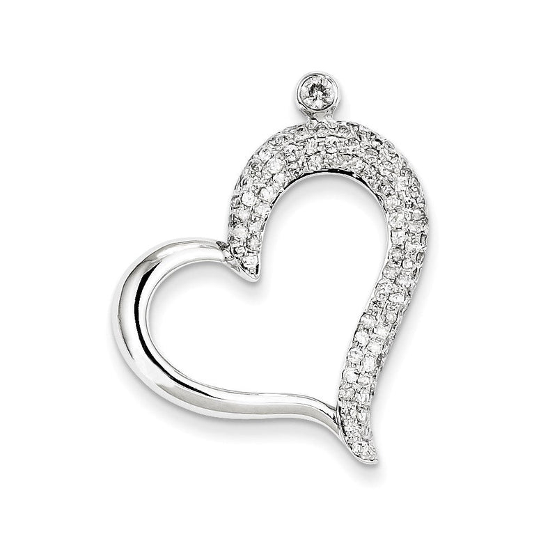 14K Weißgold Echt Diamant Herz Kette Anhänger