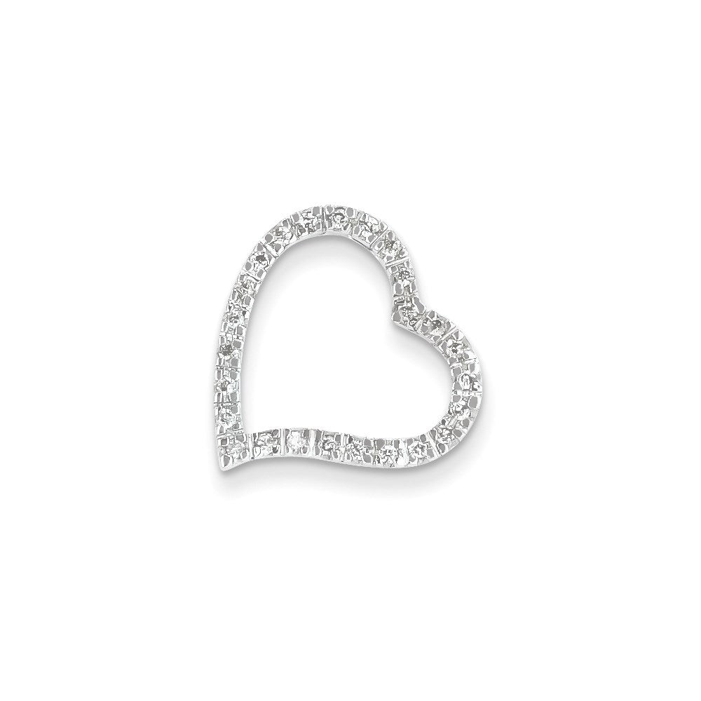 14K Weißgold Echt Diamant Herz Anhänger