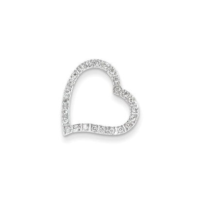 14K Weißgold Echt Diamant Herz Anhänger