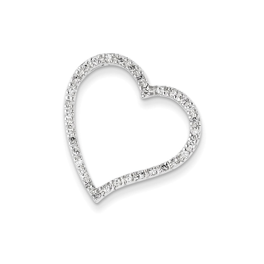 14K Weißgold Echt Diamant Herz Anhänger