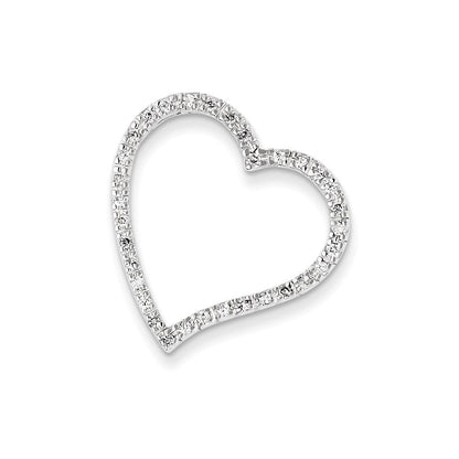 14K Weißgold Echt Diamant Herz Anhänger