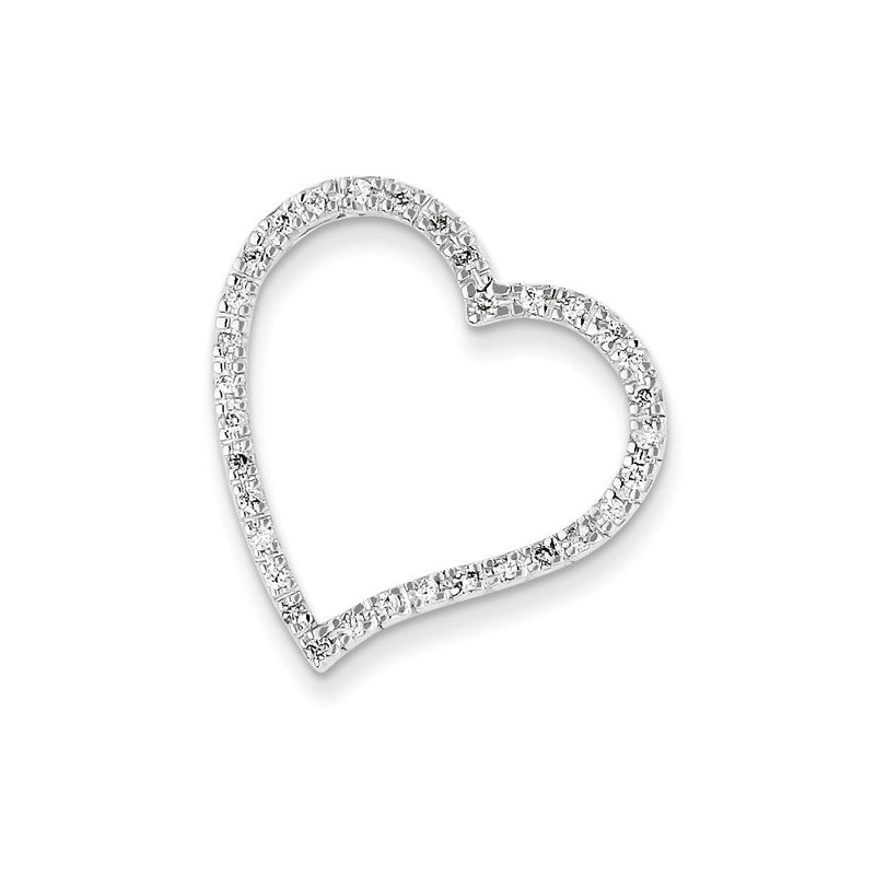 14K Weißgold Echt Diamant Herz Anhänger
