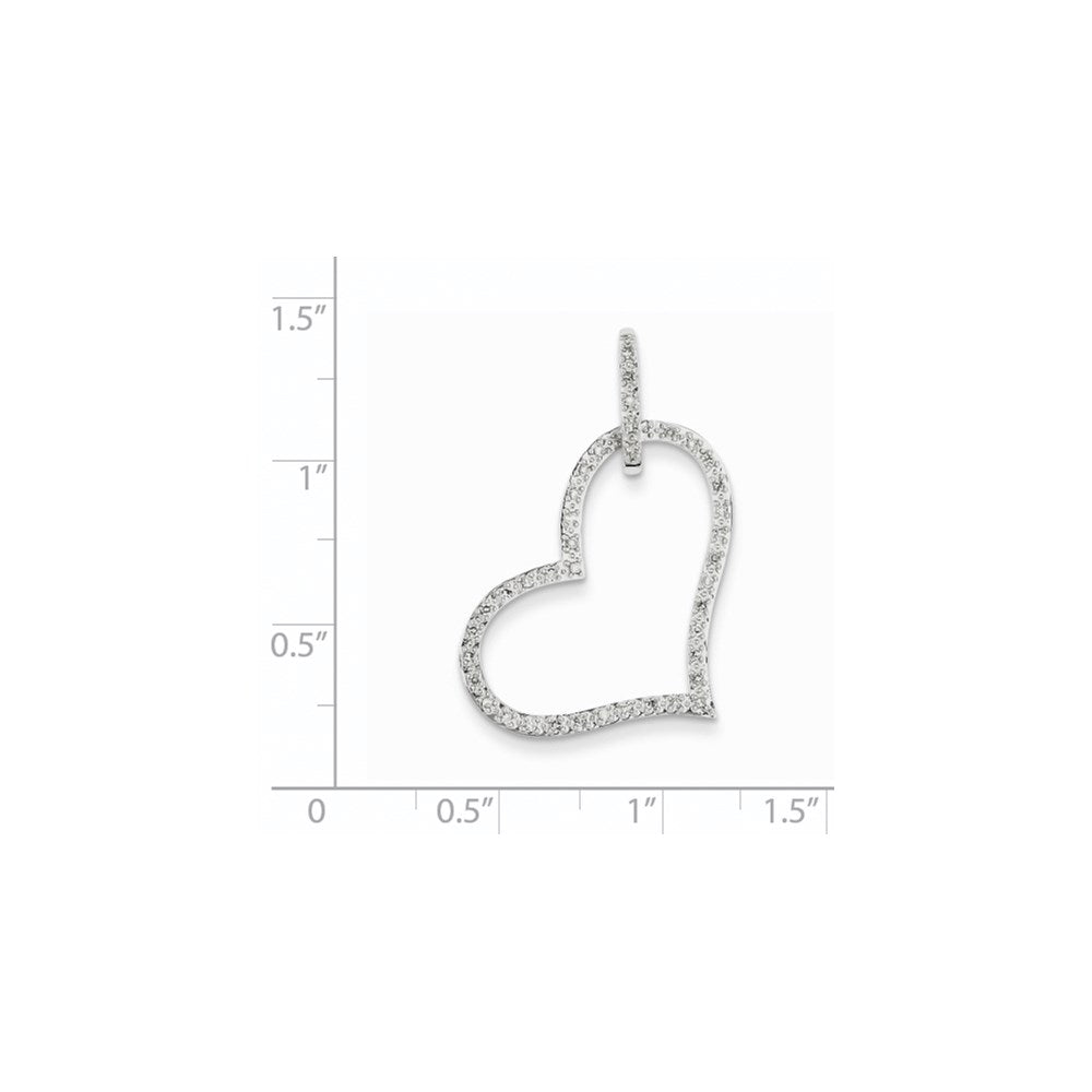 14 K Weißgold Herz-Anhänger mit echtem Diamant