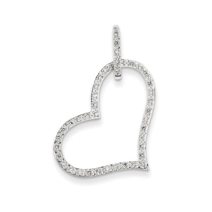 14 K Weißgold Herz-Anhänger mit echtem Diamant
