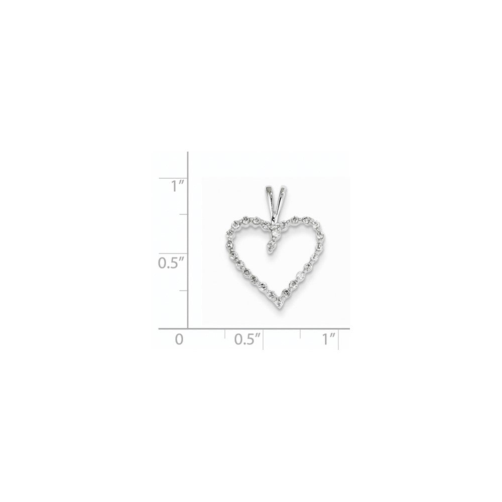 14K Weißgold Herzanhänger mit echtem Diamant