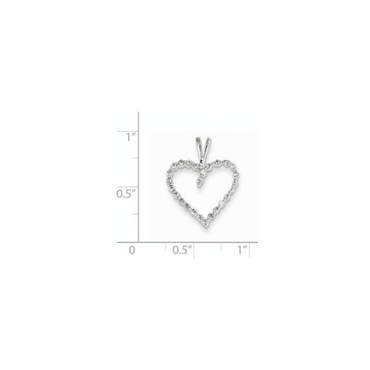 14K Weißgold Herzanhänger mit echtem Diamant