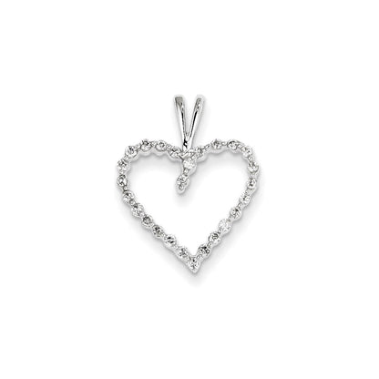 14K Weißgold Herzanhänger mit echtem Diamant
