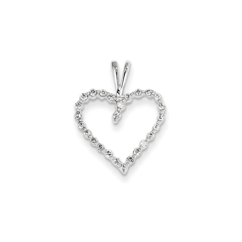 14K Weißgold Herzanhänger mit echtem Diamant