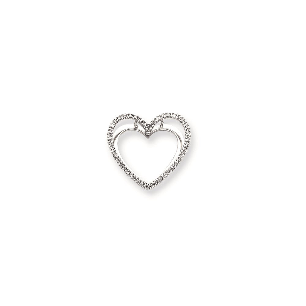 14K Weißgold Echt Diamant Herz Anhänger