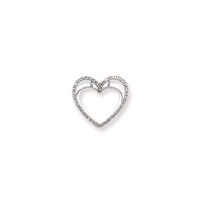 14K Weißgold Echt Diamant Herz Anhänger