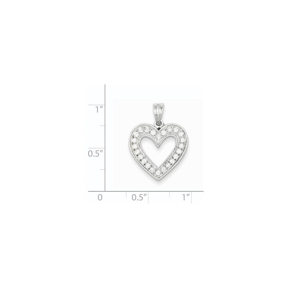 14 Karat Weißgold Herzanhänger mit echtem Diamant