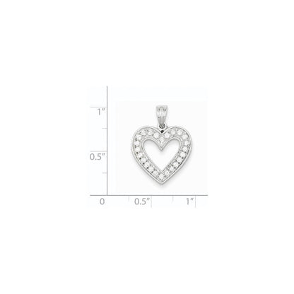 14 Karat Weißgold Herzanhänger mit echtem Diamant