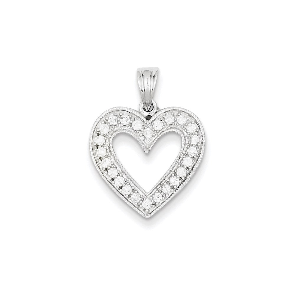 14 Karat Weißgold Herzanhänger mit echtem Diamant