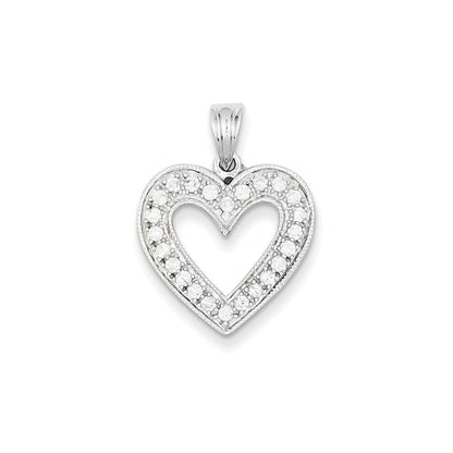 14 Karat Weißgold Herzanhänger mit echtem Diamant