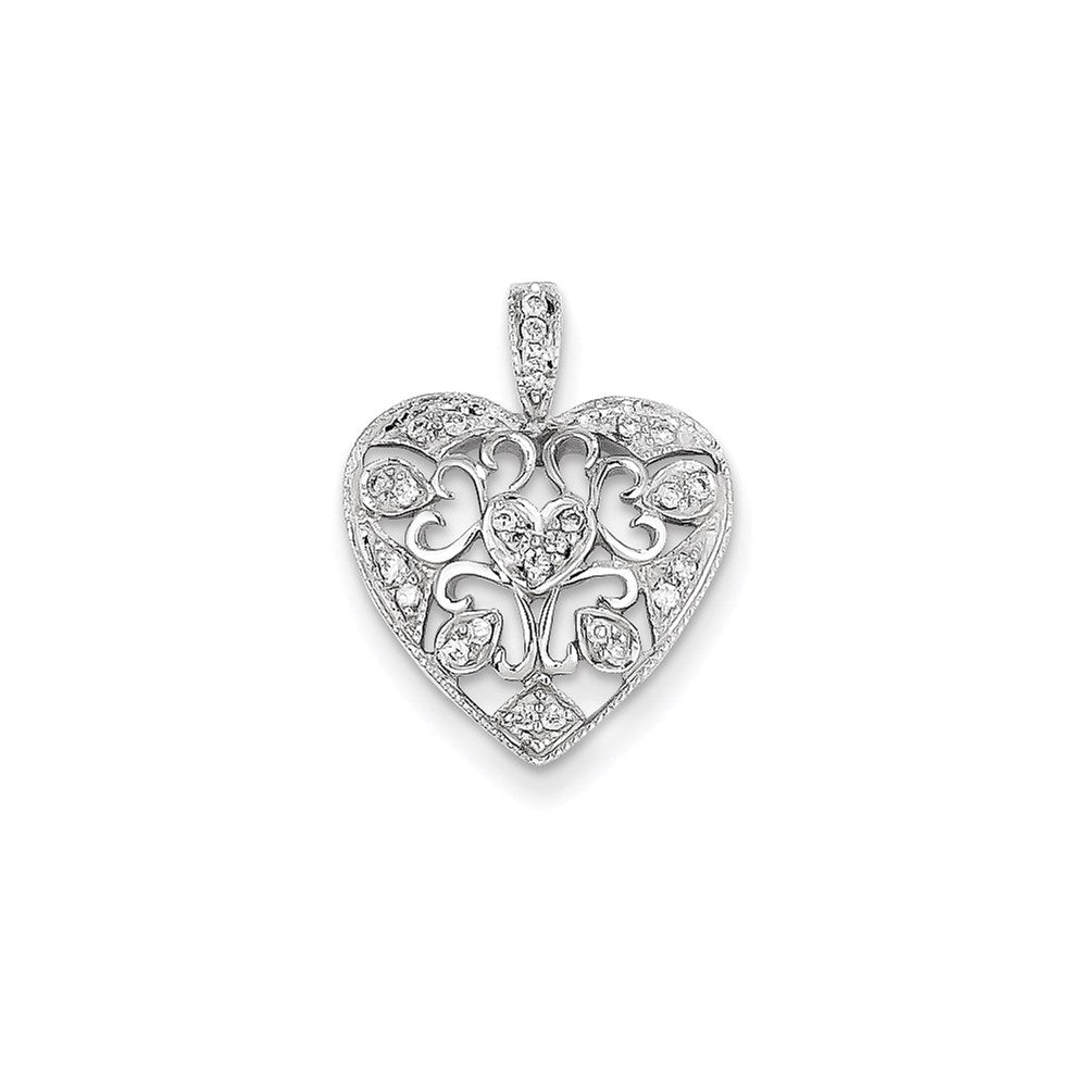 14K Weißgold Anhänger mit echtem Diamant