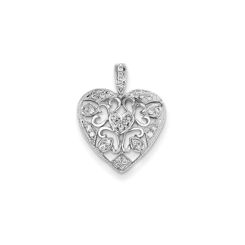 14K Weißgold Anhänger mit echtem Diamant