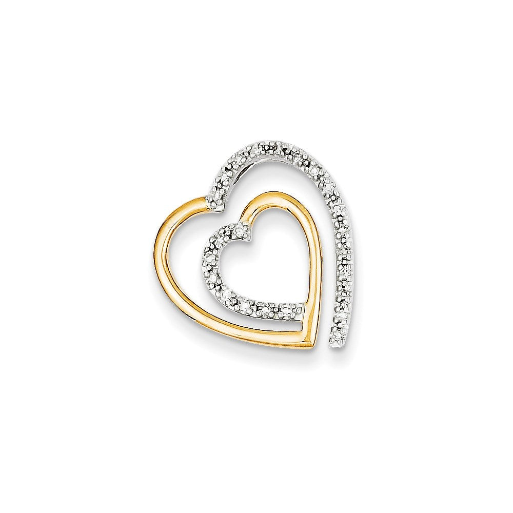 14K Bicolor Gold Echt Diamant Herz Kette Anhänger