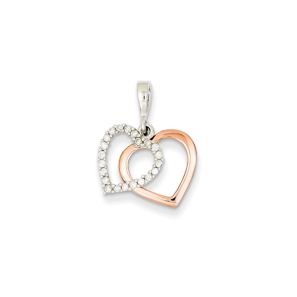 14K Bicolor Gold Herz-Anhänger mit echtem Diamant