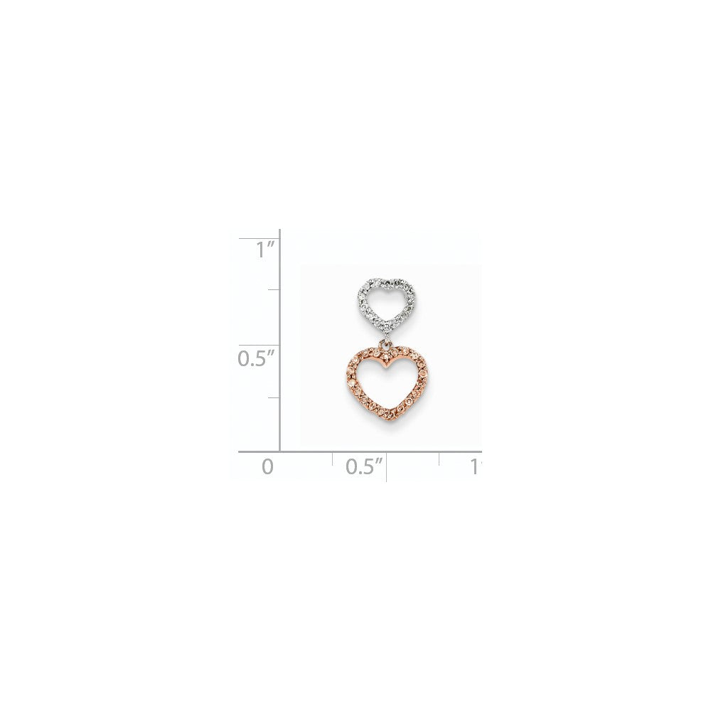 14K Bicolor Gold Rose Echt Diamant Herz Anhänger