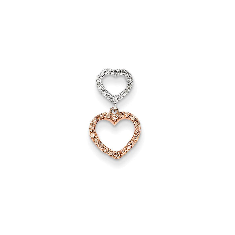 14K Bicolor Gold Rose Echt Diamant Herz Anhänger