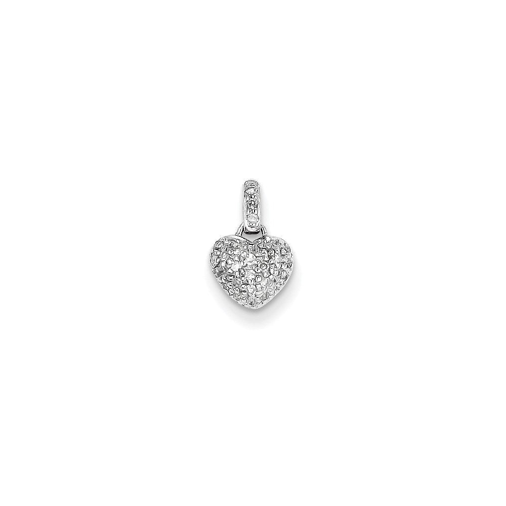 14K Weißgold Herzanhänger mit echtem Diamant