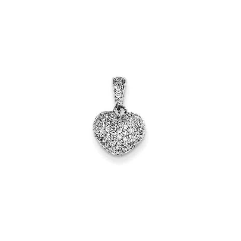 14K Weißgold Diamant-Herz-Anhänger, gepolstert