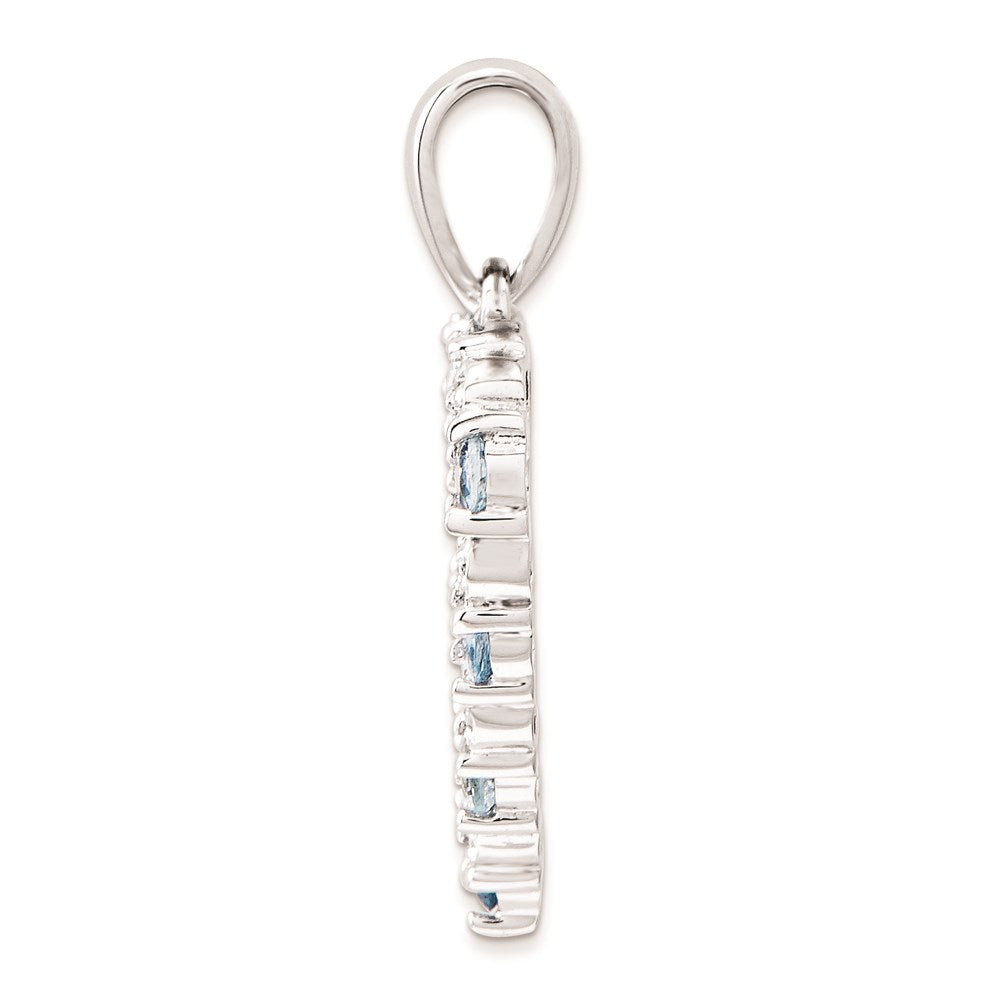14K Weißgold Herzanhänger mit Diamant und Aquamarin