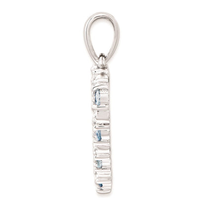 14K Weißgold Herzanhänger mit Diamant und Aquamarin