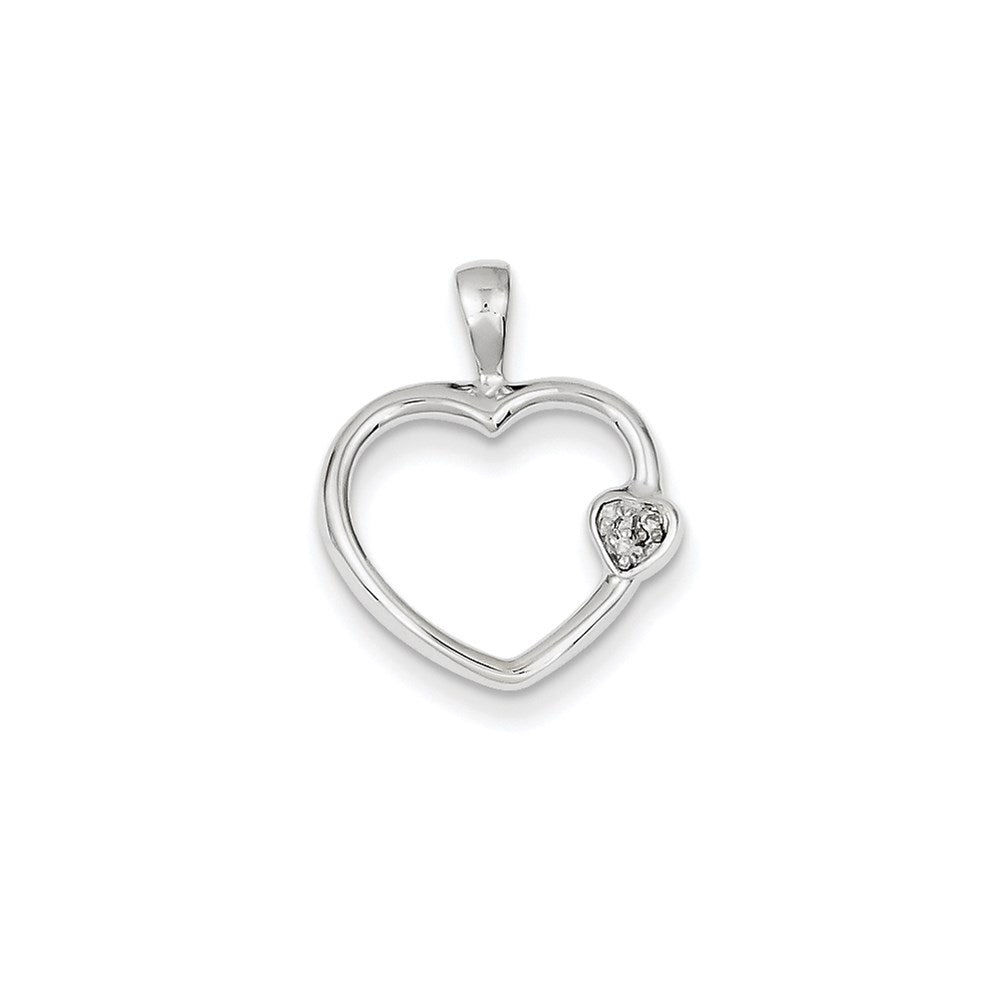 14K Weißgold Herzanhänger mit echtem Diamant