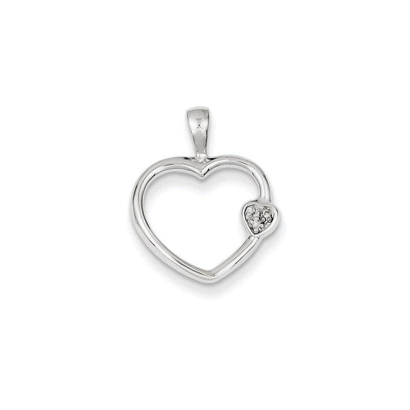 14K Weißgold Herzanhänger mit echtem Diamant