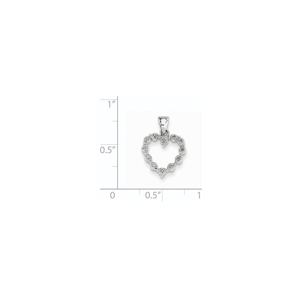 14K Weißgold Herzanhänger mit echtem Diamant