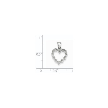 14K Weißgold Herzanhänger mit echtem Diamant