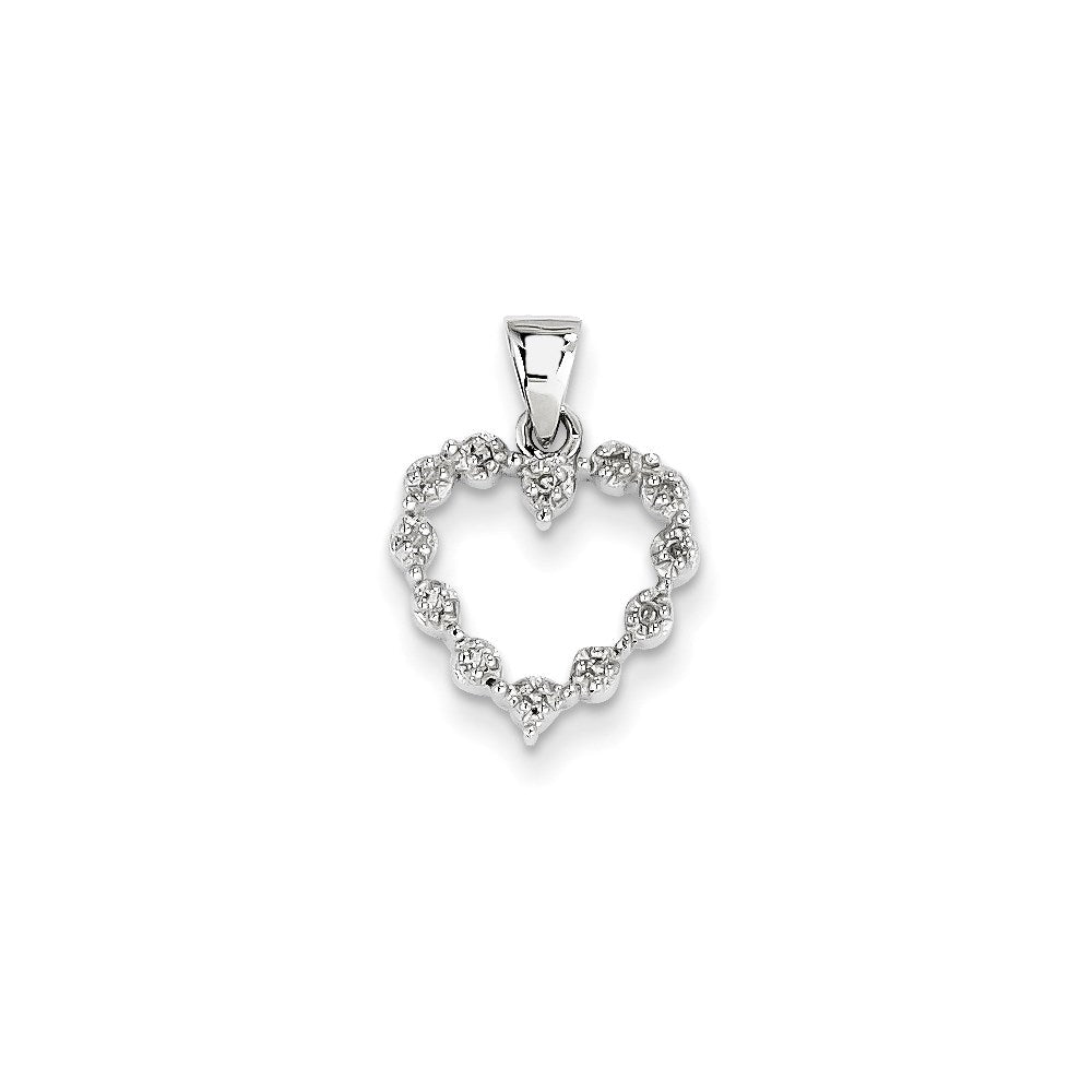 14K Weißgold Herzanhänger mit echtem Diamant
