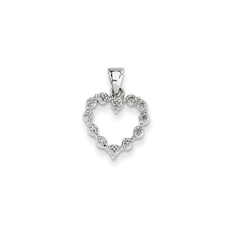 14K Weißgold Herzanhänger mit echtem Diamant