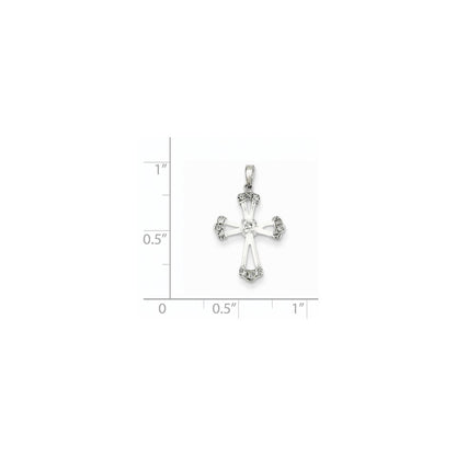 14K Weißgold Kreuzanhänger mit echten Diamanten