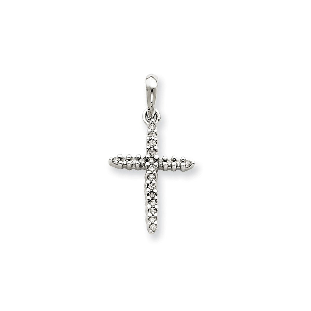 14K Weißgold Kreuzanhänger mit echten Diamanten