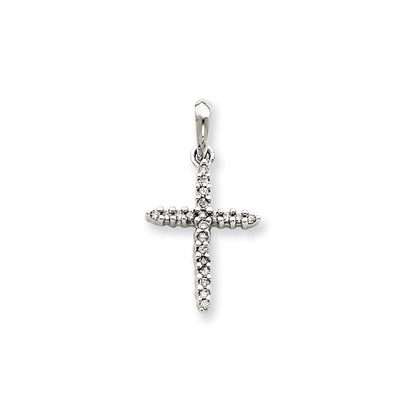 14K Weißgold Kreuzanhänger mit echten Diamanten