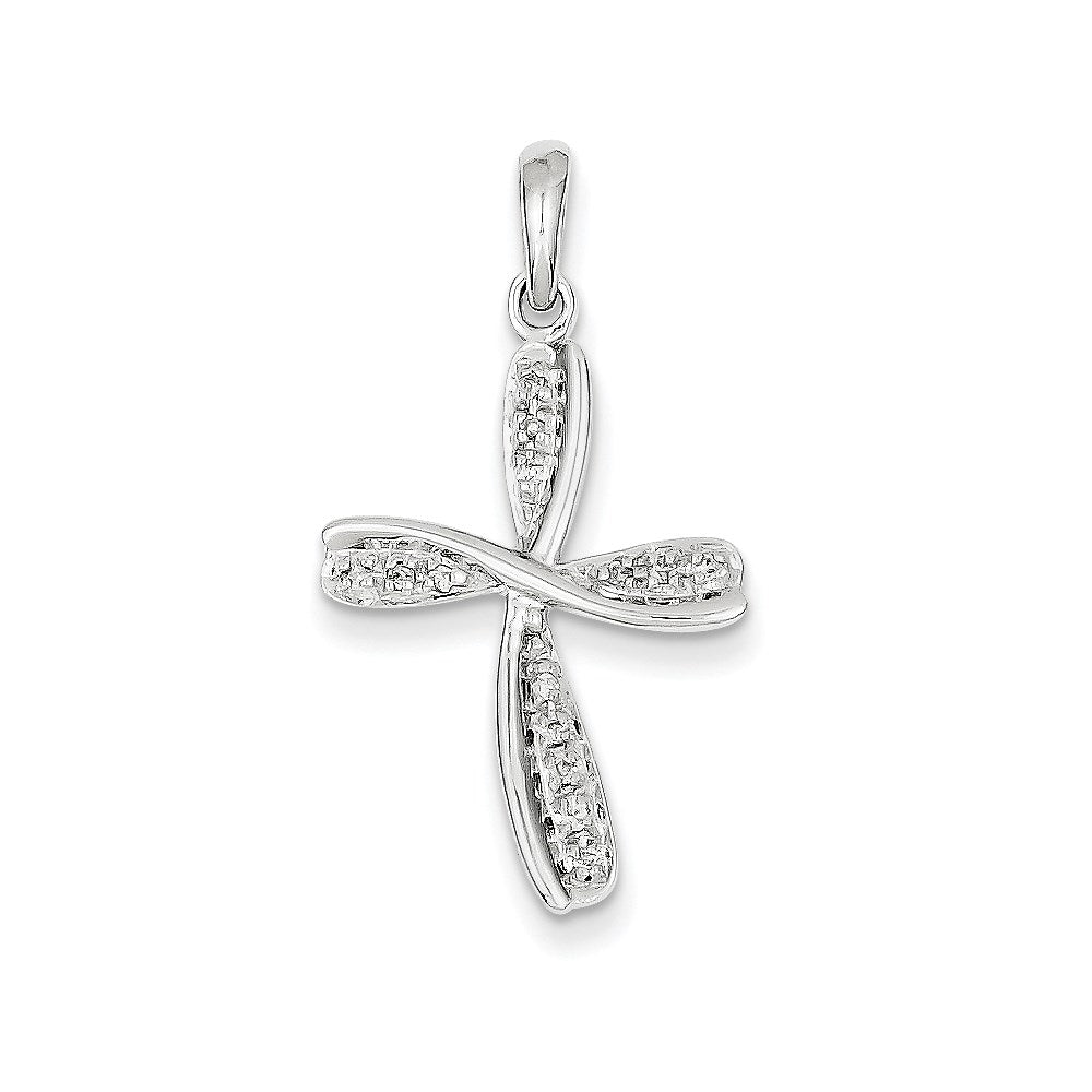 14K Weißgold Kreuzanhänger mit echten Diamanten