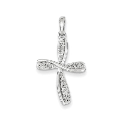 14K Weißgold Kreuzanhänger mit echten Diamanten
