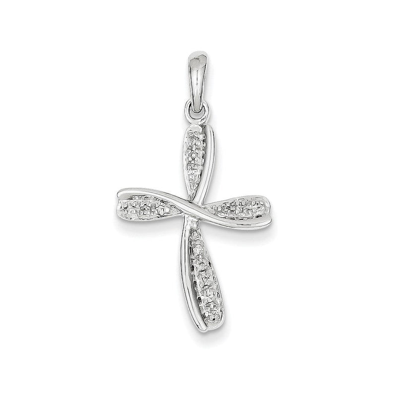 14K Weißgold Kreuzanhänger mit echten Diamanten