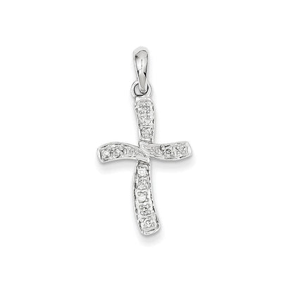 14K Weißgold Kreuzanhänger mit echten Diamanten