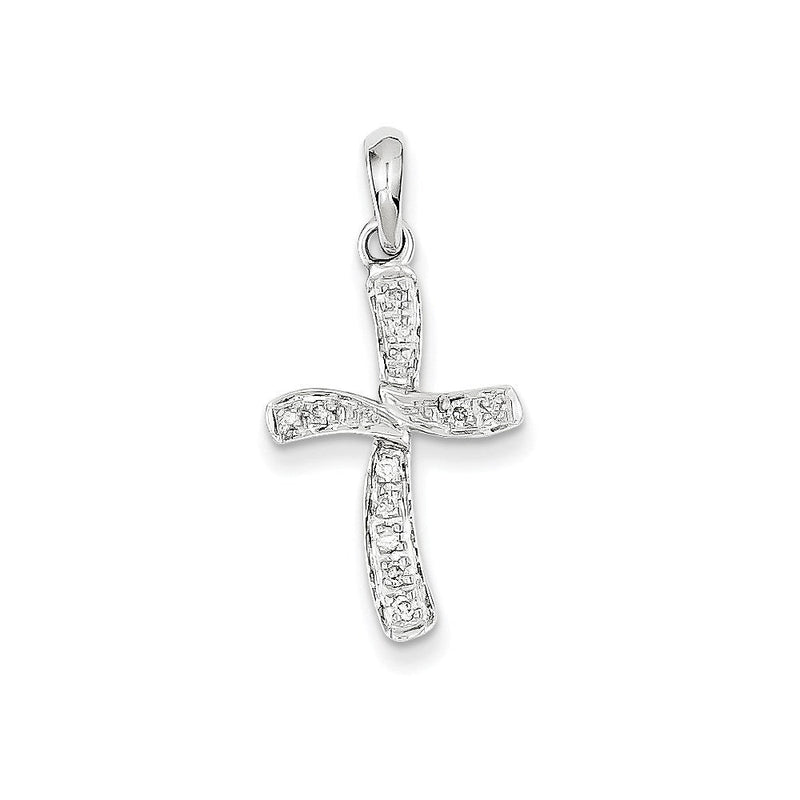 14K Weißgold Kreuzanhänger mit echten Diamanten