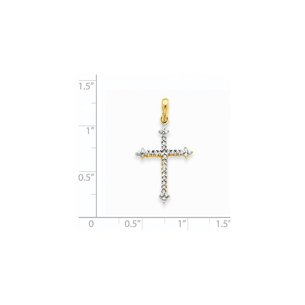 14K Gelbgold Kreuzanhänger mit echten Diamanten