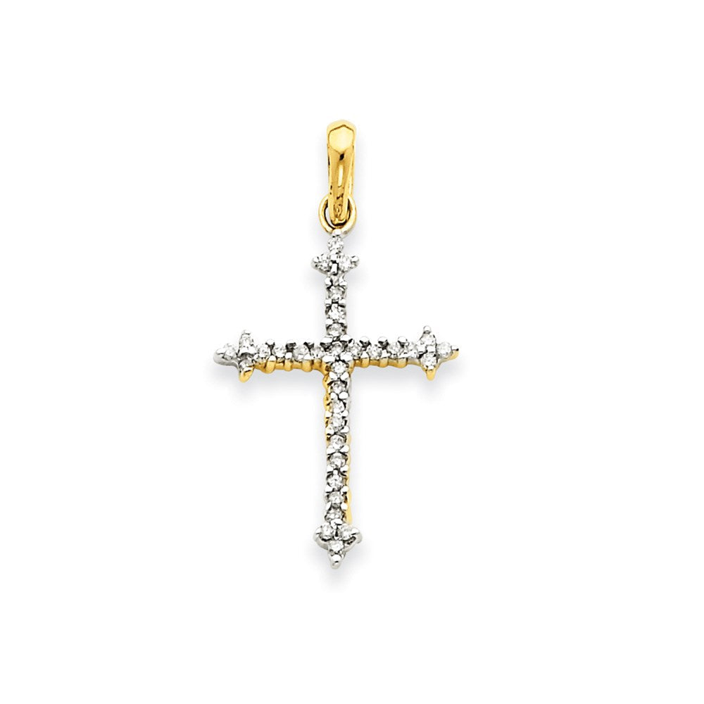 14K Gelbgold Kreuzanhänger mit echten Diamanten